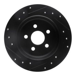Chrysler PT Cruiser Brake Rotor (1) - Rear Right - R1 Concepts - Drilled & Slotted - Black - `03-`10
